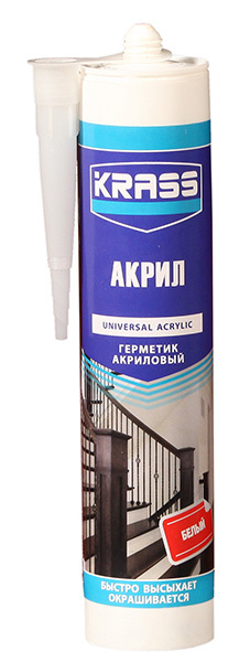 Герметик KRASS акриловый белый (картридж), 300мл Герметик KRASS акриловый белый (картридж), 300мл